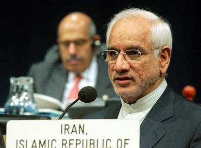 El vicepresidente de Irán, Reza Aghazadeh, durante su intervención en la conferencia del OIEA.