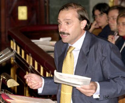 Vicente Martnez Pujalte, portavoz econmico del PP, durante su intervencin de hoy en el Congreso.