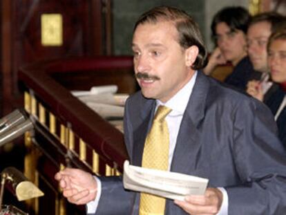 Vicente Martínez Pujalte, portavoz económico del PP, durante su intervención de hoy en el Congreso.