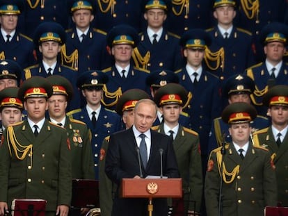 Putin este martes en un foro militar en Kubinka, cerca de Moscú.