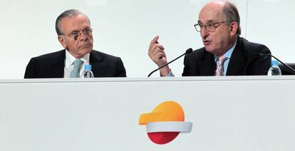 Isidre Fainé, presidente de Criteria Caixa, y Antoni Brufau, presidente de Repsol.