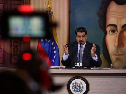 Nicolás Maduro en una rueda de prensa en Caracas este lunes.