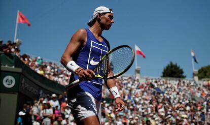 Nadal, durante el entrenamiento del sábado en Roland Garros.