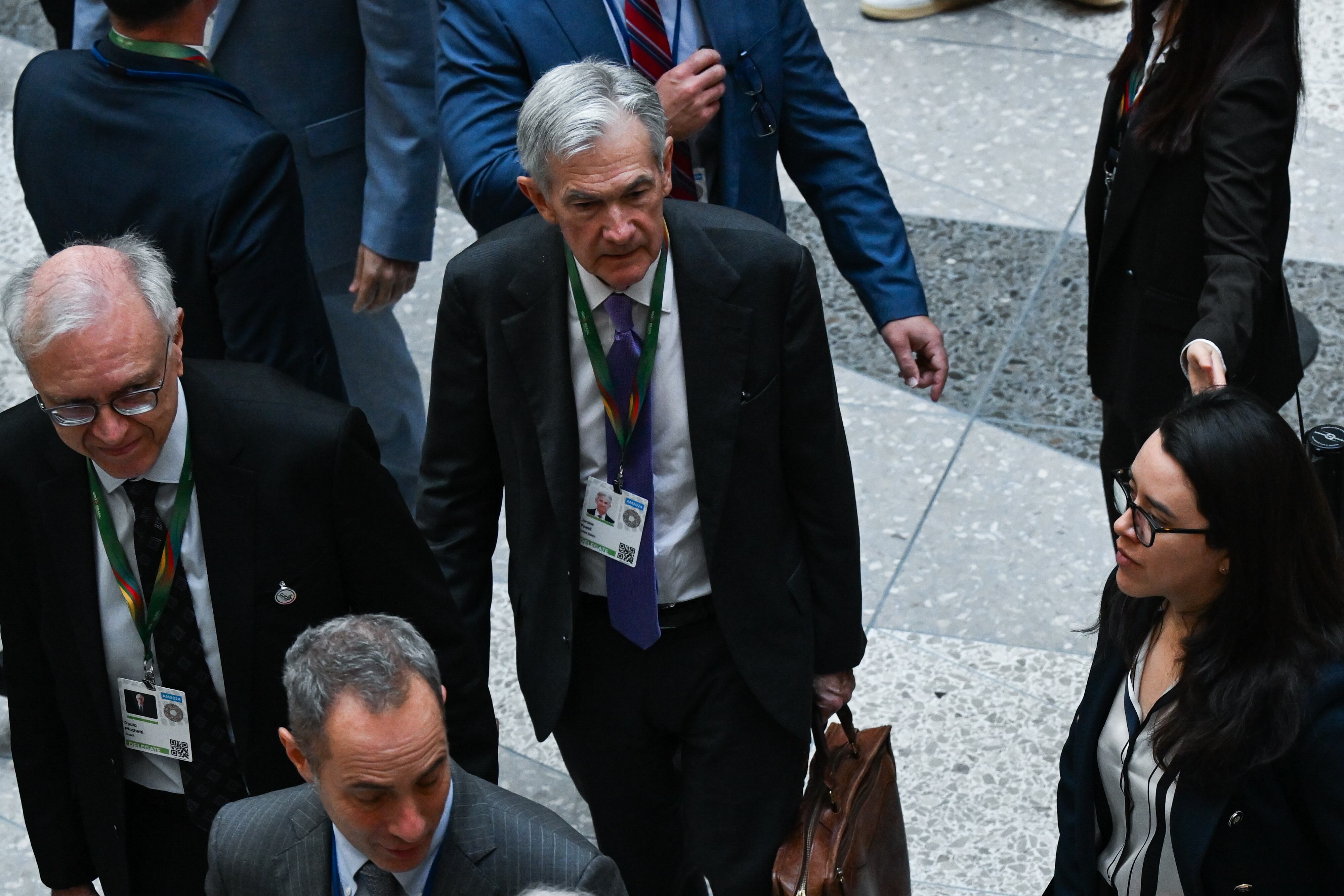 El presidente de la Reserva Federal de Estados Unidos, Jerome Powell, durante las reuniones del FMI y el Banco Mundial, el mes pasado en Washington.