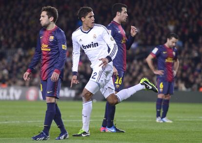 Varane celebra el 0 a 3.