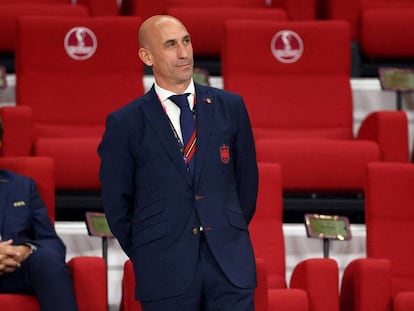 El presidente de la Federación Española de Fútbol en el partido entre España y Japón en el pasado Mundial de Fútbol femenino.