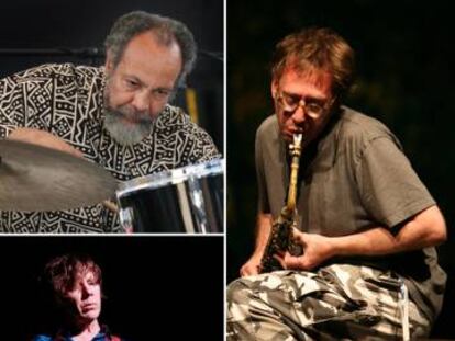 John Zorn (derecha), Thurston Moore (arriba, a la izquierda) y Milford Graves, en una imagen promocional del festival. 