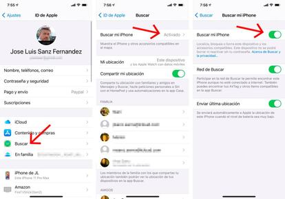 Desactiva 'Buscar mi iPhone'.