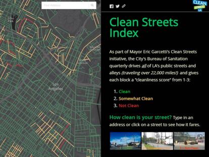 Mapa con los datos sobre limpieza de las calles de Los Ángeles.