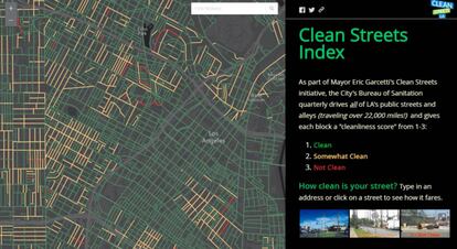 Mapa con los datos sobre limpieza de las calles de Los Ángeles.