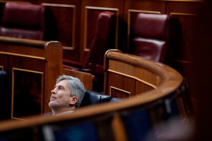 El ministro del Interior, Fernando Grande-Marlaska, durante el pleno del Congreso celebrado el pasado 29 de abril.