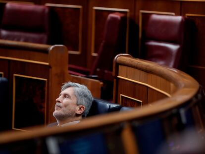 El ministro del Interior, Fernando Grande-Marlaska, durante el pleno del Congreso celebrado el pasado 29 de abril.