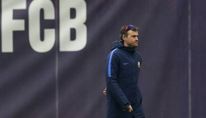 Luis Enrique, en el entrenamiento del Barcelona.