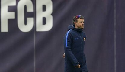 Luis Enrique, en el entrenamiento del Barcelona. 