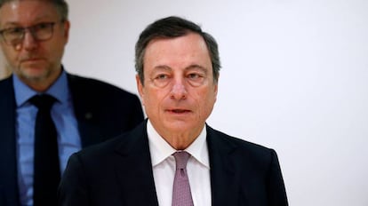 El presidente del BCE, Mario Draghi, este lunes en Bruselas.