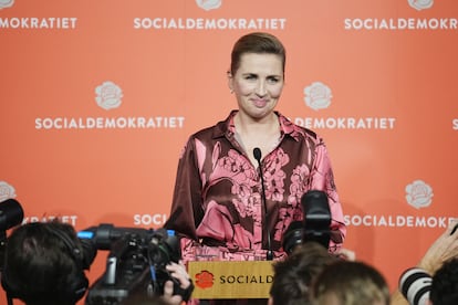 Mette Frederiksen, tras su victoria electoral, el 2 de noviembre en Copenhague.