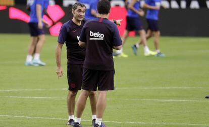 Valverde durante el último entrenamiento del Barça en EE UU.