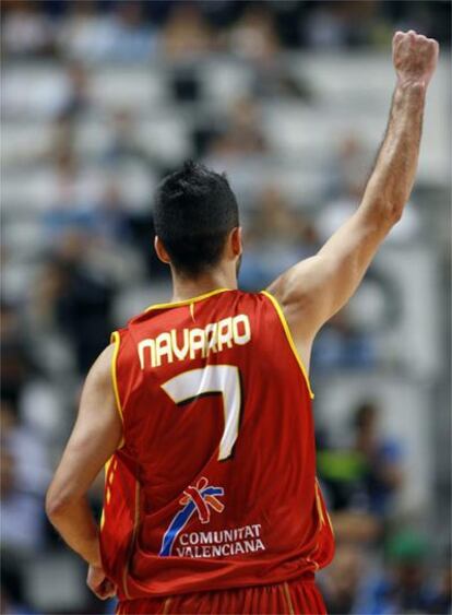 Juan Carlos Navarro celebra una canasta durante el encuentro