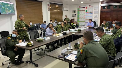 ministro de Defensa Diego Molano durante un consejo de seguridad en Quibdó (Chocó) Colombia