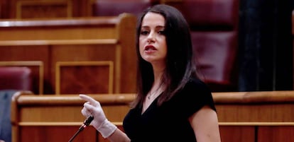 Ines Arrimadas lider de Ciudadadnos durante una intervención en el Congreso de los Diputados.