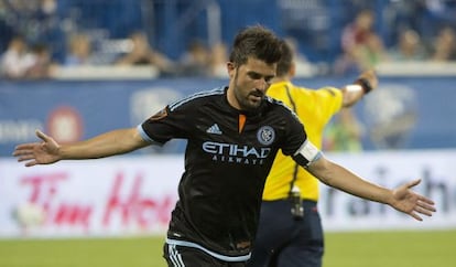 Villa celebra un gol con el New York City