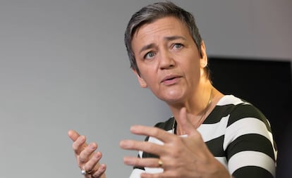 La futura vicepresidenta de la Comisión Europea, Margrethe Vestager, durante la entrevista.