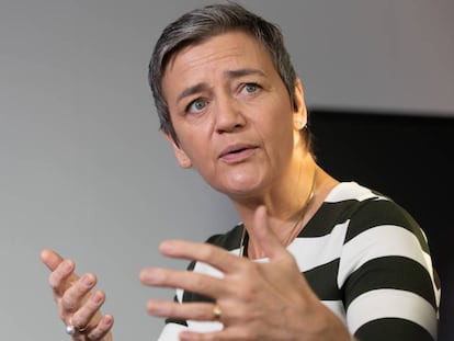 La futura vicepresidenta de la Comisión Europea, Margrethe Vestager, durante la entrevista.