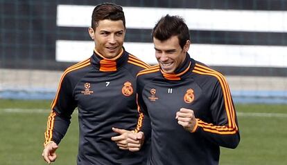 Cristiano y Bale, en el entrenamiento.