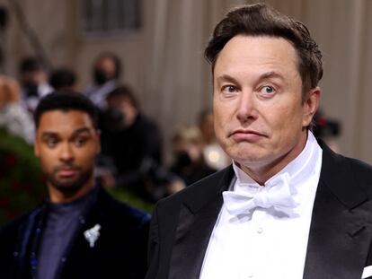 Elon Musk, a su llegada a la gala del Met de Nueva York, el pasado 2 de mayo.