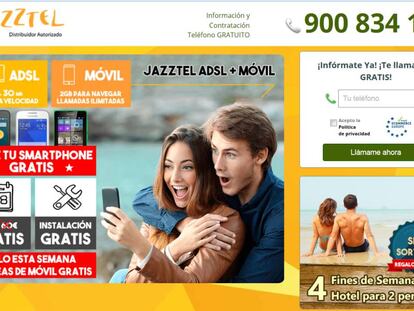 Página web de Jazztel.