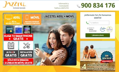 Página web de Jazztel.