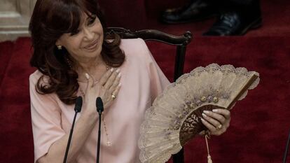 Cristina Kirchner en el edificio del Congreso en Buenos Aires (Argentina),  el 1 de marzo de 2023.