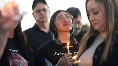 Alexis Nungaray, madre de Jocelyn Nungaray, durante una vigilia el 21 de junio en Houston (Texas).