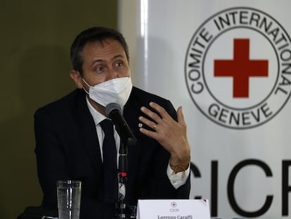 El jefe de delegación en Colombia del Comité Internacional de la Cruz Roja, Lorenzo Caraffi, durante la presentación del balance anual, en Bogotá.