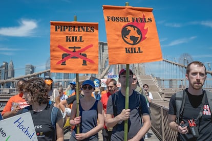 Protesta ambiental en Nueva York el 9 de agosto.