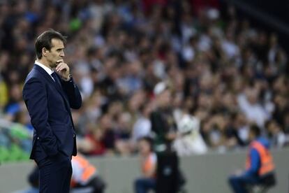 Lopetegui, durante el amistoso ante Túnez.