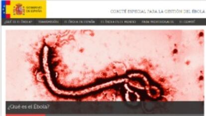 La web del Gobierno sobre el ébola.