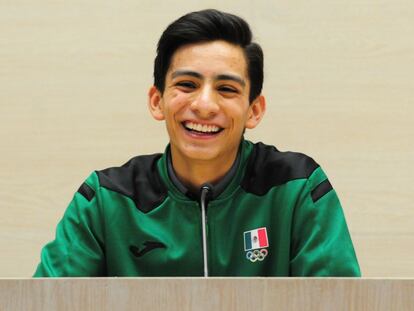 El patinador mexicano Donovan Carrillo, durante la conferencia de prensa.