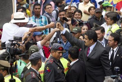 Nicol&aacute;s Maduro en Quito este lunes.