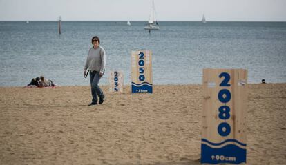 Las futuras líneas de costa en la playa de Somorrostro, en la Barceloneta. 