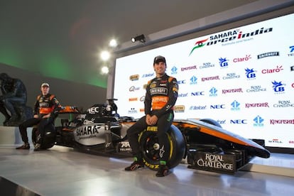 Perez y Hulkenberg en la presentación del nuevo modelo de Force India