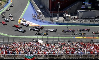 A moment from the Grand Prix held in Valencia in 2012.