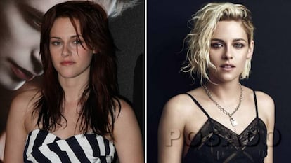 Kristen Stewart, en 2008 (izquierda) y en 2018 (derecha).