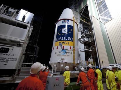 Preparativos para el lanzamiento de un módulo del sistema Galileo desde la base de Kourou, en la Guyana francesa.