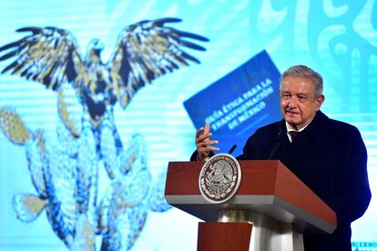 El presidente Andrés Manuel López Obrador, en el Palacio Nacional, este jueves.
