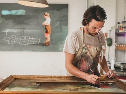 Oliver Jeffers, en su estudio de Brooklyn.
