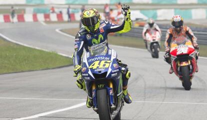 Rossi tras correr en Sepang, Malasia.