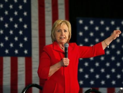 La principal candidata dem&oacute;crata, Hillary Clinton, durante un discurso.