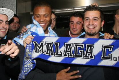 Baptista a su llegada el domingo al aeropuerto de Málaga.