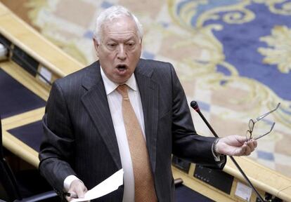 Jos&eacute; Manuel Garc&iacute;a-Margallo, hoy, en el Senado.